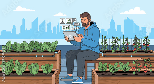 Smart urban farming utilizing technology for sustainable food production on rooftop gardens