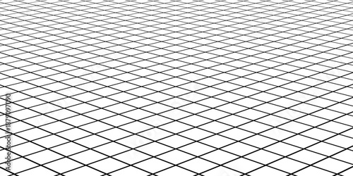 Steel wire chain link fence seamless pattern. Metal lattice with rhombus, modern.