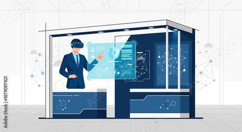 Virtual reality business presentation utilizing innovative technology with advanced visualizations