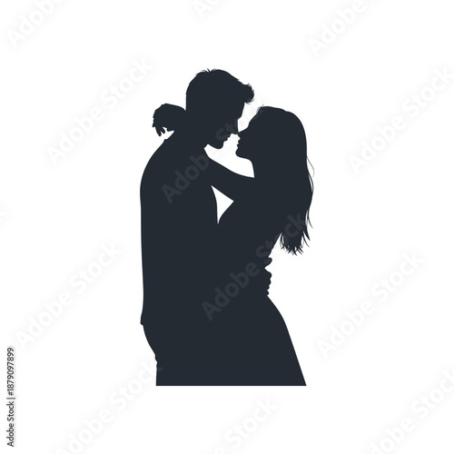 Co Page  couple embracing tenderly in Page  silhouette illustration