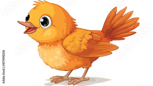 Playful Cartoon Funny Bird on White Background Vector Illustration with Outline