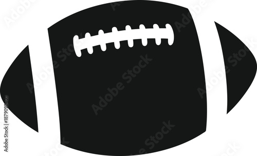 Dynamic black silhouette of an oval-shaped football, symbolizing the spirit of competitive sports and athletic endeavors, a versatile graphic element for game-related design concepts