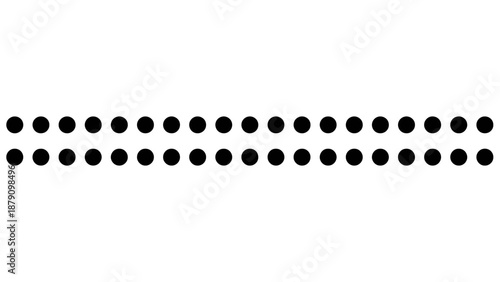 Minimalist Dot Grid Vector Illustration – Two Rows of  Black Dots for Pattern Recognition, Spatial Arrangement, Perception Study, and Graphic Design Use