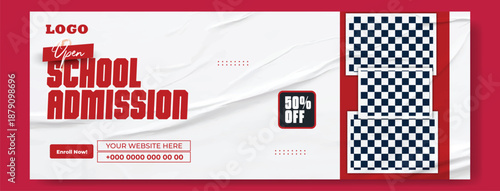 Back to school concept with two happy students on blue background.
Back to school advertisement with smiling young student holding books