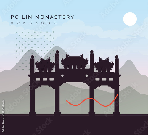 Po Lin Monastery -Chan Buddhist monastery -Lantau Island Hong Kong as Stock Illustration
