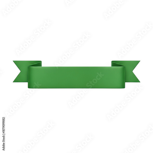 Green ribbon banner PNG isolated on transparent background