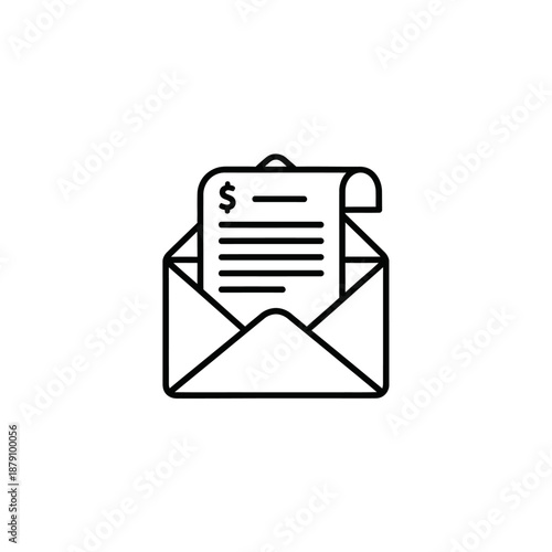 Business Invoice Document Concept with Envelope and Financial Elements