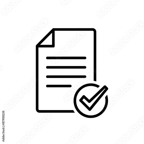 Close-up of a Document with Checkmark Icon, Symbolizing Verification and Approval