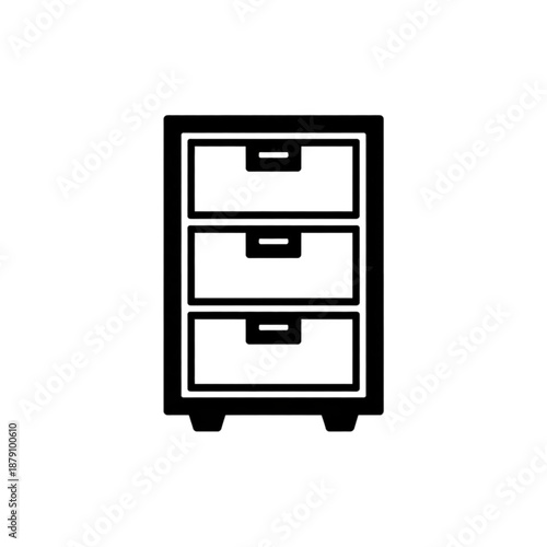 Simple Black Filing Cabinet with Drawers.