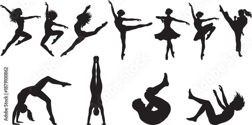 Large crowd silhouette of people cheering with hands up at a music concert or stadium sports event, vector illustration for festival and party backgrounds.