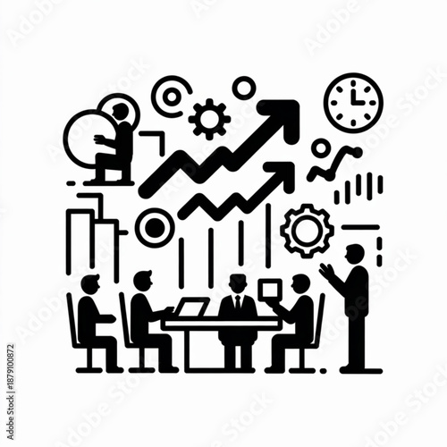 Business Team Discussing Growth Strategy Together.