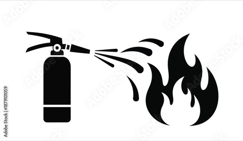 Fire extinguisher spraying a flame a safety and emergency symbol illustration