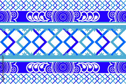 Abstract seamless vector pattern with decorative geometric metal fence elements and vintage ethnic ornament borders for retro wallpaper design. ethnic patterns.Native American tribal fabric
