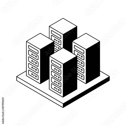 Server Racks Illustration on Platform Base.