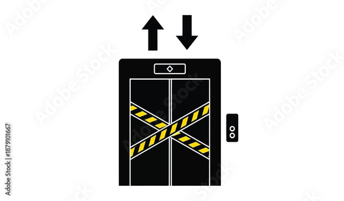 Simple illustration of a black elevator with up and down arrows