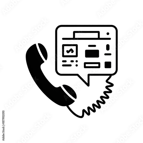 Black Landline Phone with Speech Bubble.