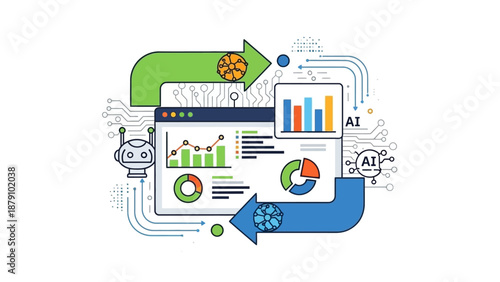 Digital analytics and artificial intelligence concepts for data-driven insights and business growth