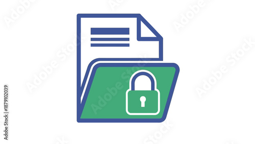 Data privacy and file security concept icon displaying a locked folder with a document, symbolizing confidential information protection and safe digital storage