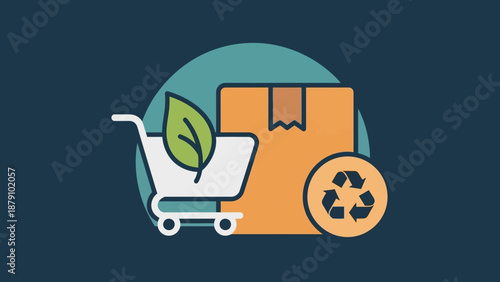 Eco-friendly delivery and shopping cart with recycling symbol