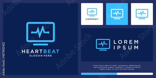 Heartbeat monitor logo design template.