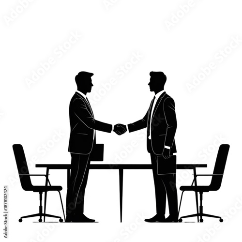 Two Businessmen Shaking Hands in Office.