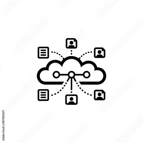 Cloud Computing Network Connection Icon Illustration.