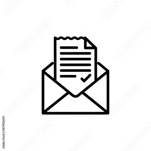 Email Notification Icon with Document and Envelope for Digital Communication