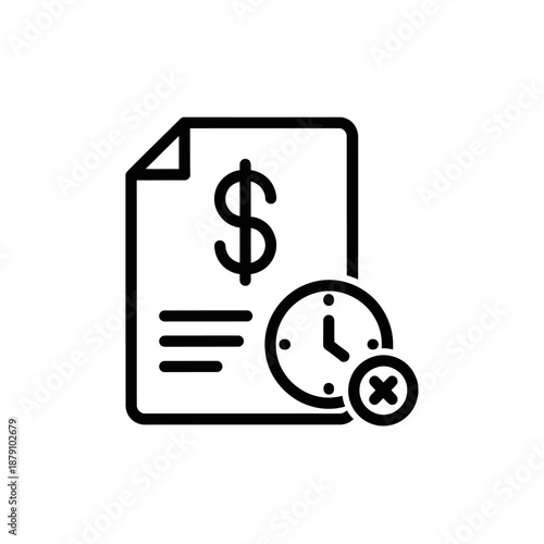 Financial Planning Document with Clock and Money Sign for Business Analysis