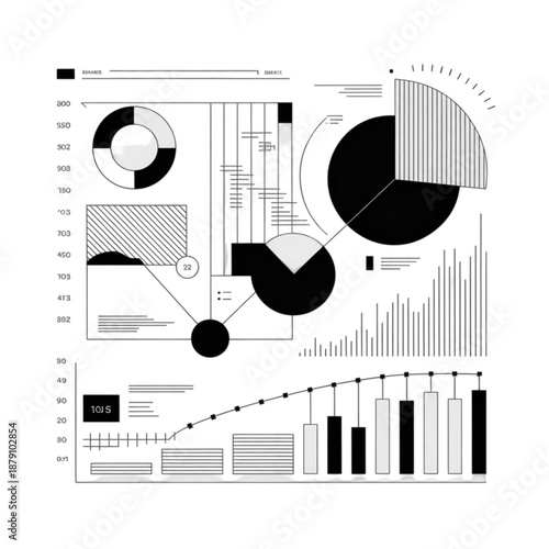 Black and White Business Graphs and Charts.