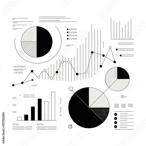 Black and White Business Charts and Graphs.