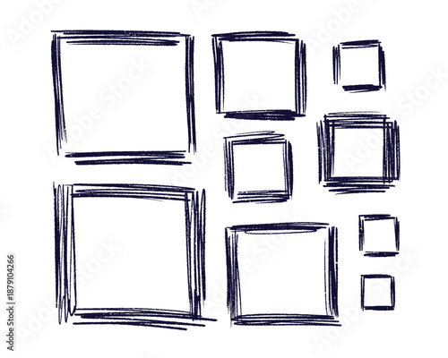 Hand-drawn doodle frame with vintage torn border