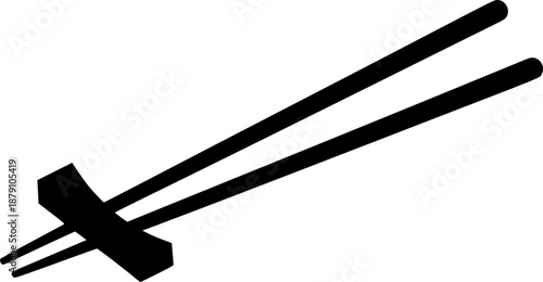 black and white silhouette of chopsticks vector on white background
