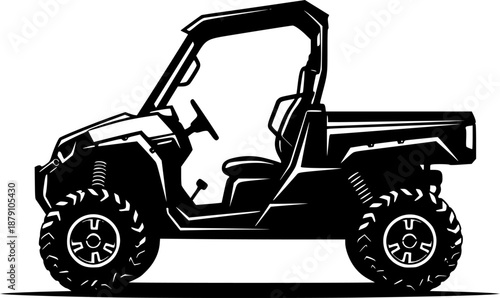 black and white silhouette of a utv vehicle vector on a white background
