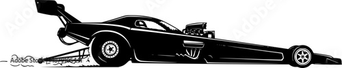 black and white silhouette of a drag racing vector on a white background
