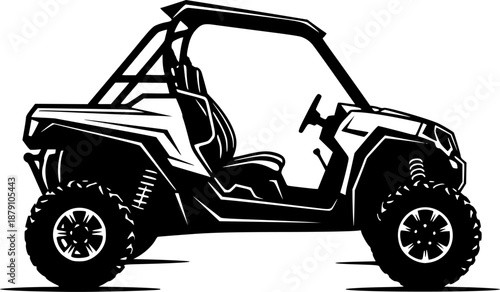 black and white silhouette of a utv vehicle vector on a white background
