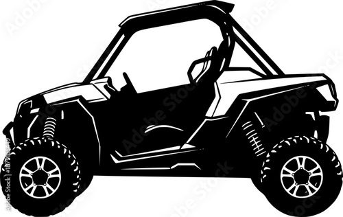 black and white silhouette of a utv vehicle vector on a white background
