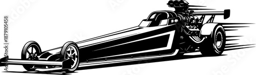 black and white silhouette of a drag racing vector on a white background
