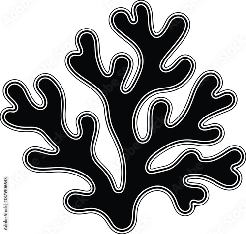 Black and white abstract organic shape with fluid lines minimal decorative design illustration vector