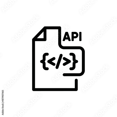 Technical Document Icon for API Code Integration Illustration for Developers