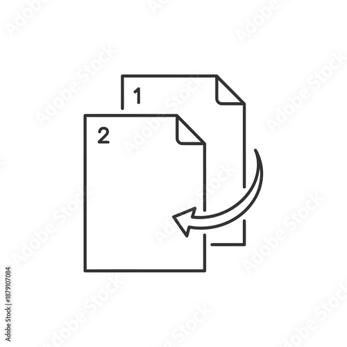 Two Document Files Icon Illustrating File Duplication and Copying Concept