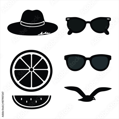 Summer, vacation, beach elements - minimal thin line web icon set. Outline icons collection. Simple vector illustration.