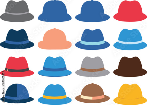 Vibrant collection of colorful hats in various styles and designs