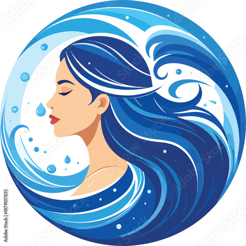Mystical Woman with Flowing Water Hair