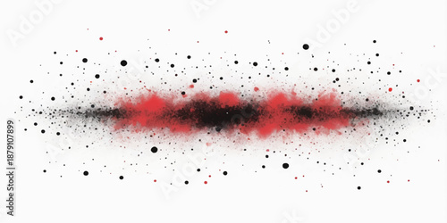 Red ink splat and paint splashes create a grunge liquid texture with watercolor droplets and a blood splatter pattern for a decorative red art illustration vector design wallpaper element