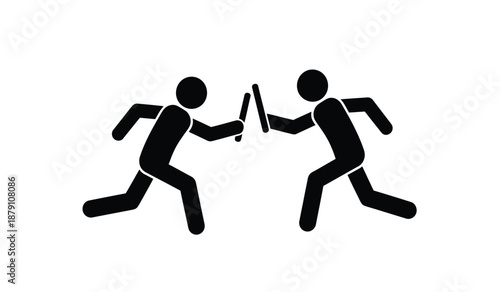 Two stick figures engaged in a dynamic duel or combat scene