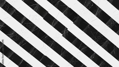 Diagonal black and white stripes with subtle geometric patterns and abstract design elements