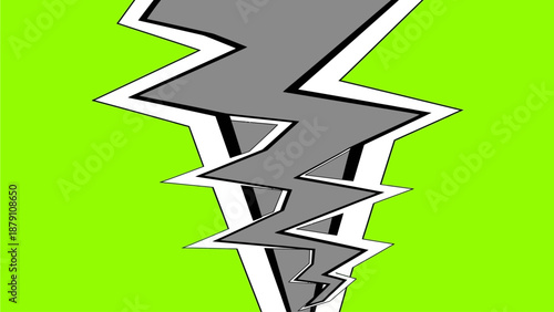 A dynamic gray lightning bolt illustration on a vibrant green background
