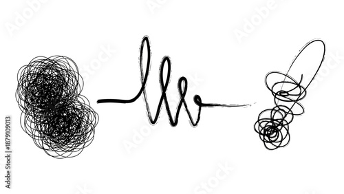 Transformation of chaotic scribbles into a refined illustration, symbolizing creativity and artistic expression