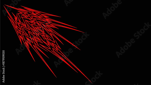 Dynamic Red Vector Illustration Featuring Motion and Energy in a Black Environment from a Front Viewpoint