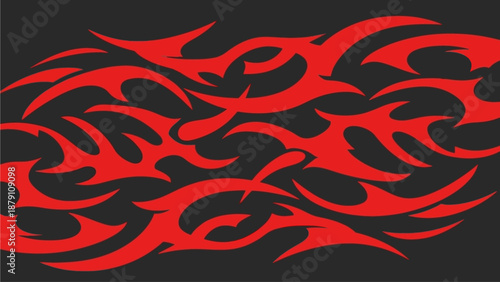 Dynamic red flames illustration on a dark background from a close-up viewpoint